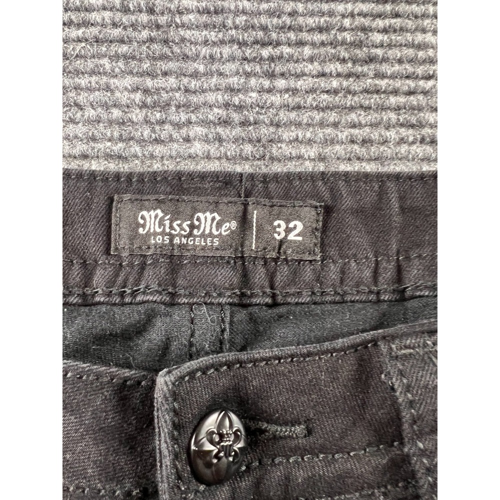 Miss Me Los Angeles Jeans Womens 32 Black Fleur-De-Lis Embellish Skinny Y2K - Picture 9 of 12